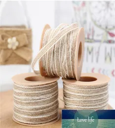 10Mroll Jute Burlap Rolls Hessian Ribbon with Lace Vintage Rustic Wedding Decoration Party DIY Crafts Hishaft Glaging FA2010680