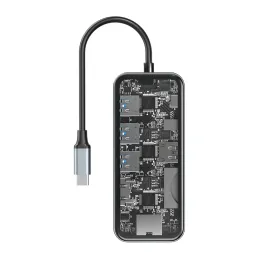 ハブドッキングステーションHD+USBX4+RJ45+AUX+PD+SD/TFプラグと携帯電話のラップトップ10IN1エキスパンダーハブの高速