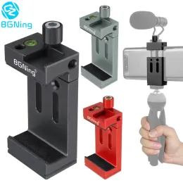 Tripods BGNing XJ8 Telefon Clip Stativ -Kopfhalterhalter für Mobiltelefonhalter für Taschenlampenmikrofon mit Spirit Level Cold Schuhmontageadapter