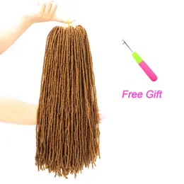 Sister Locks Dreadlocks Afro Crochet Braids Synthetic Hair Extensions Faux Locs Crochet Hair Color 18Inch Blonde Brown for Women