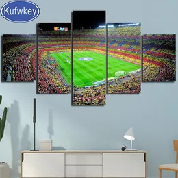 5 Panel İspanya Barcelona Pitch Soccer 5D DIY Elmas Boyama Kare Elmas Nakış Tam Tur Mozaik Resim,