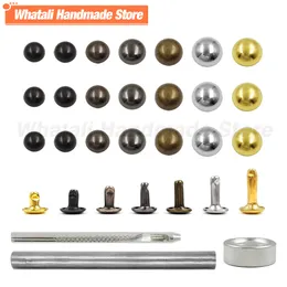 100Set 5-12mm Dome Doppelkappe Nieten Metall Rundstud für Reparaturschuhe Bag Kleidungskleidung Ledercraft Accessoires mit Werkzeugen