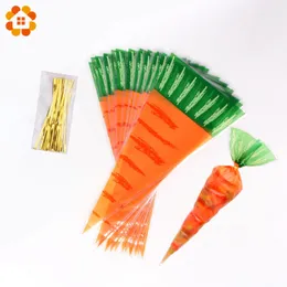 1Set Pasqua Carrot Sagd Bags Plastic Bags with Adesions for Happy Pasqua Candy Biscuit fornitura per bambini Decorazione di compleanno