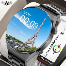 Zegarki LIGE Business 454*454 HD Screen Smart Watch Men NFC Wireless Charger Waterproof Waterproof Targing Clock dla Android iOS 2023