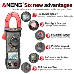 ANENG CM82 Digital Clamp Meter T-RMS Ammeter Car Amp HZ Capacitance NCV OHM Test Multimeter Digital Profesion