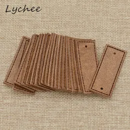 Lychee 20pcs Classic Brown Artificial PU Leather Garment Tags Label DIY Craft Sewing Bag Pants Decor Cloth Markers