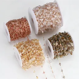 1 meter oregelbunden stenkedja transparent kristallhalsband kedjor glas stenpärlor armband komponenter för DIY smycken tillverkning