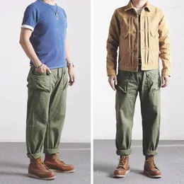 Mäns jeans P44-0001 World War 2 US Military Style USMC HBT P44 Byxor Mens Cotton Vintage Slim Straight Fiting Casual Pants