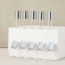 보관 병 10pcs 3ml 에센셜 오일 미니 투명 유리 롤러 리필 가능한 빈 향수 롤에 플라스틱 롤러 볼