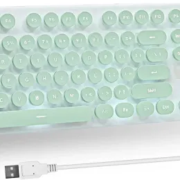 Keyboards Taeeiancd Typewriter Keyboard 104key Retro Punk Gaming Keyboard LED White Backlit Cute Keyboard with Wired USB Suitable for