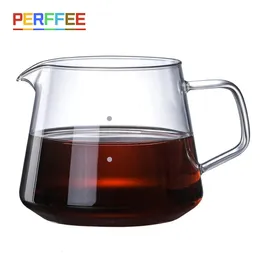 Glass Pour Over Coffee Server with Dot Scale Brewed Sharing Pot 300ml 600ml Heat Resistant Hand Made Drip 240410