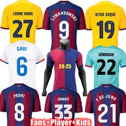 Vitor Roque Gavi Pedri Soccer Jerseys 24 25 Lewandowski Lamine Yamal Cubarsi Fan Player Version Football Shirts Kit Gundogan F. De Jong Men Kids Uniform 23 24 4XL