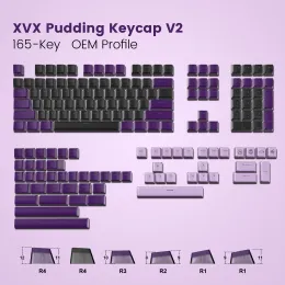 Tillbehör Anpassad pudding PBT -nyckelknappar Dubbelskott Bakgrundsbelysta KeyCaps 165 Keys OEM -profil för Cherry Gateron MX Switches Mekaniska tangentbord