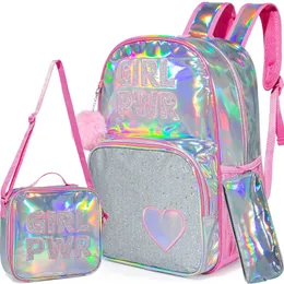Ryggsäck för flickor skola ryggsäckar barn klar bokväska elementär dagis elever i full storlek resväska med lunchlåda 240328
