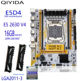 Материнские платы Qiydia x99 Motherboard Set LGA20113 E5 2630 V4 2x8GB = 16GB DDR4 Regecc Memory Cpu Combo Kit PCI16 USB3.0 NVME M.2 Server Matx