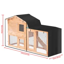 Rabbit Hutch Cover Drable Oxford Cloth Cage som täcker för dubbla däckare med spetsigt vattentätt UV -resistent