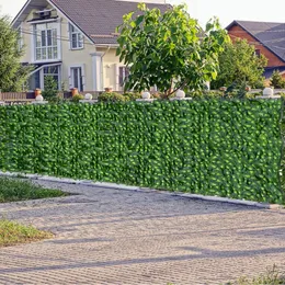 A cerca de triagem artificial de hera artificial pode ser cortada e emendada e emendadas, tela de varanda de folhas de manjericão de vime de jardim emendado