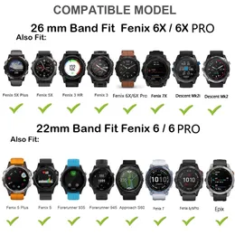 26 22mm Silicone Watch Band Rand för Garmin -strategi S60 S62/Fenix ​​5x 5 Plus 6 6X Pro 7 7x Mk1 Mk2 MKI Quick Release Wristbelt