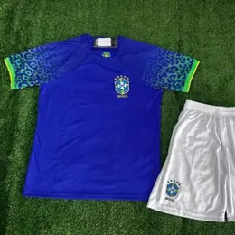 Jerseys de futebol 22-23 World B Brasil Away Away National Team Football Jersey Infantil Adult Set XS-4XL