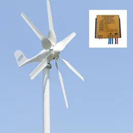 Domowy generator wiatru morskiego 12V 24 V 48V 800W darmowy alternatywny wiatrak energii z kontrolerem hybrydowym MPPT 6 ostrzy