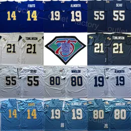 Throwback Vintage Football 14 Dan Fouts Jersey 75 -årsjubileum 55 Junior Seau 19 Lance Alworth 80 Kellen Winslow 21 LaDainian Tomlinson 1987 1984 Retro Uniform