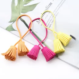 12PCS/lot 3cm Pull Ring Double Head Faux Leather Tassels Fringe Bang Leather Tassel Trim Key Tassel For DIY Pendant Accessories