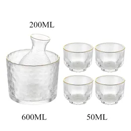 Japansk skull set hammare mönster glas guld rimmad kopp vin varmare koreansk soju cup tequila potten whisky cup inhemsk vin set