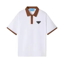 Polo de luxo masculino preto e branco vários estilos camisa lapela bordado de manga curta