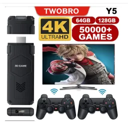 Cards Y5 Retro Tv Game Stick 64G/128GB 45000+Games 2.4G Wireless Controller 4K HD Video Console Support Multiplayer PS1 Family Portabl