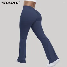 Calças ativas Stoureg Women Flee Flare Sports Sports High Sports Running Gym Yoga Leggings Fitness Seamless