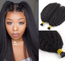 10A GRADE KINKY مستقيم I TIP Extensions Natural Black Black Remy Pre -Bolded Micro Links Itips Extension6357761