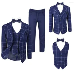 Men's Suits Costume 3 Piece Boys For Weddings Prom Plaid Stripes Kids Tuexdo Children's Day Chorus Show Formal Suit