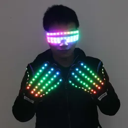 Blinkande handskar glöd 360 -läge LED RAVE Lätt fingerbelysning Mitt Party Supplies Glowing Up Glove Glasses Party Decor