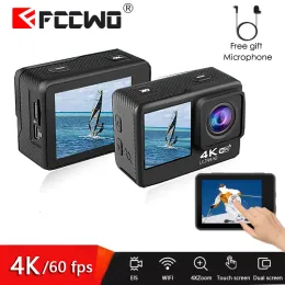 Kameralar FCCWO H11 EIS Antishake Action Camera 4K/60fps 1080p 20MP WiFi 2.0 "LCD 170D Sualtı Su Geçirmez Uzak Kam Kask Vedio Geldi