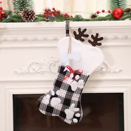 Pet Dog Christmas Stockings Christmas Tree Hanging Decorations Large Bone Shape Pets Stockings For Dogs Gift Bag Holiday Decor