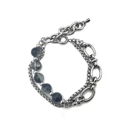 Titanium Steel Double-Layer Burst Bead Bracelet for Men and Women's Hip-Hop Niche Street Hip-Hopスプライシングデザインブレスレット