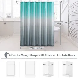 inyahome Aqua و Gray Shower Curtain Boho Bradient Lolling مقاومة للماء للحمام Tub Camper Backdrop Loft Decor Stain