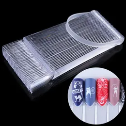 Nail Art Gel Display Shelf Natural Transparent False Nails Tips Fan Swatch With Ring Manicure Practice Tool Tillbehör Set #386