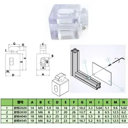 24pcs Padrão europeu/alumínio industrial Acessórios de perfil Partículas de borracha transparentes 2020/3030/4040/4545 Bloco de plástico