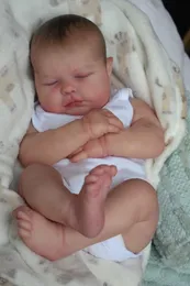 NPK 49cm Tessa schlafend Neugeborene Baby Reborn Puppe weiche kuschelige Körper lebensee 3D -Haut mit sichtbaren Venen Sammelkunstpuppe