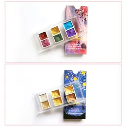 Handmade 6/12 Color Glitter Water Color Set Metallic Gold aquarela Pigment Paint Artist Painting