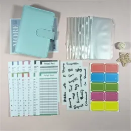 Defterler A6 PU Deri Defter Bağlayıcı Bütçe Planlayıcı Organizatör 6 Yüzük Bağlayıcı Kapak 8 Binder Cep ve 12 PCS Gider Bütçe Sayfaları