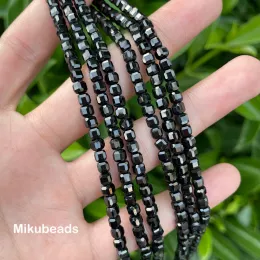 Wholesale Natural 4mm Black Spinel Faceted Square Loose Beads For Jewelry Making DIY Bracelets Necklace Free Shipping