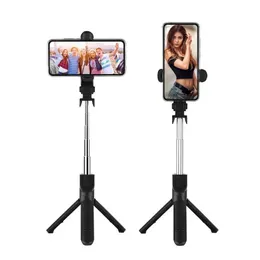 Wireless bluetooth selfie stick foldable mini tripod with fill light shutter remote control for IOS Android