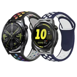 Huawei Watch GT Runner GT 3 42mm 46mm GT2 Pro Silicone Wrist Strap for Honor Watch GS 3 Magic 2 Sport Braceletのためのレインボーバンド