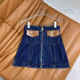 Skirts designer 2024 New Fashion Casual Sweet Style Low Waist Genuine Leather Denim Blue Skirt for Women 3XMU