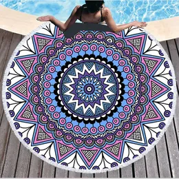 Asciugamano da spiaggia bohémien mandala con nappe arazzo tecella solare in copertina arrotondata da doccia in microfibra loto tappetino da yoga coperta