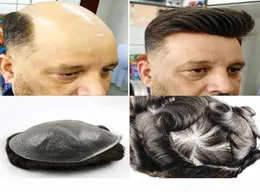 Naturligt mänskligt hår Toupee för män med 100 mänskliga hår 002003mm Ultra Thin Skin Vlooped Hair System Replacement4485504