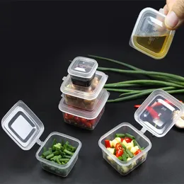 Take Out Containers 100set/lot 25/50/75/100/130ml Square Transparent Food Sauce Package Box Portable Disposable Plastic Cups