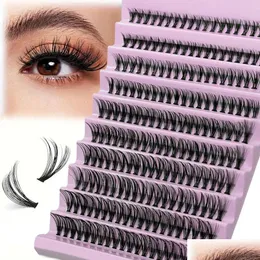 Fałszywe rzęsy Poszczególne rzęsy 8-16 mm 200pcs klaster naturalny wygląd mieszany taca DIY rzęs przedłużenie objętości rzęs Lash Dong Drop d otwsr